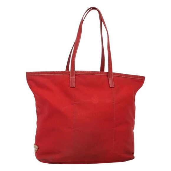 PRADA Tote Bag Nylon Red Gold Auth fm4463 - Picture 1 of 16